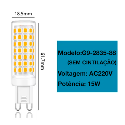 Lampada LED G9 SMD 2835 Branco Natural - 15W 220V